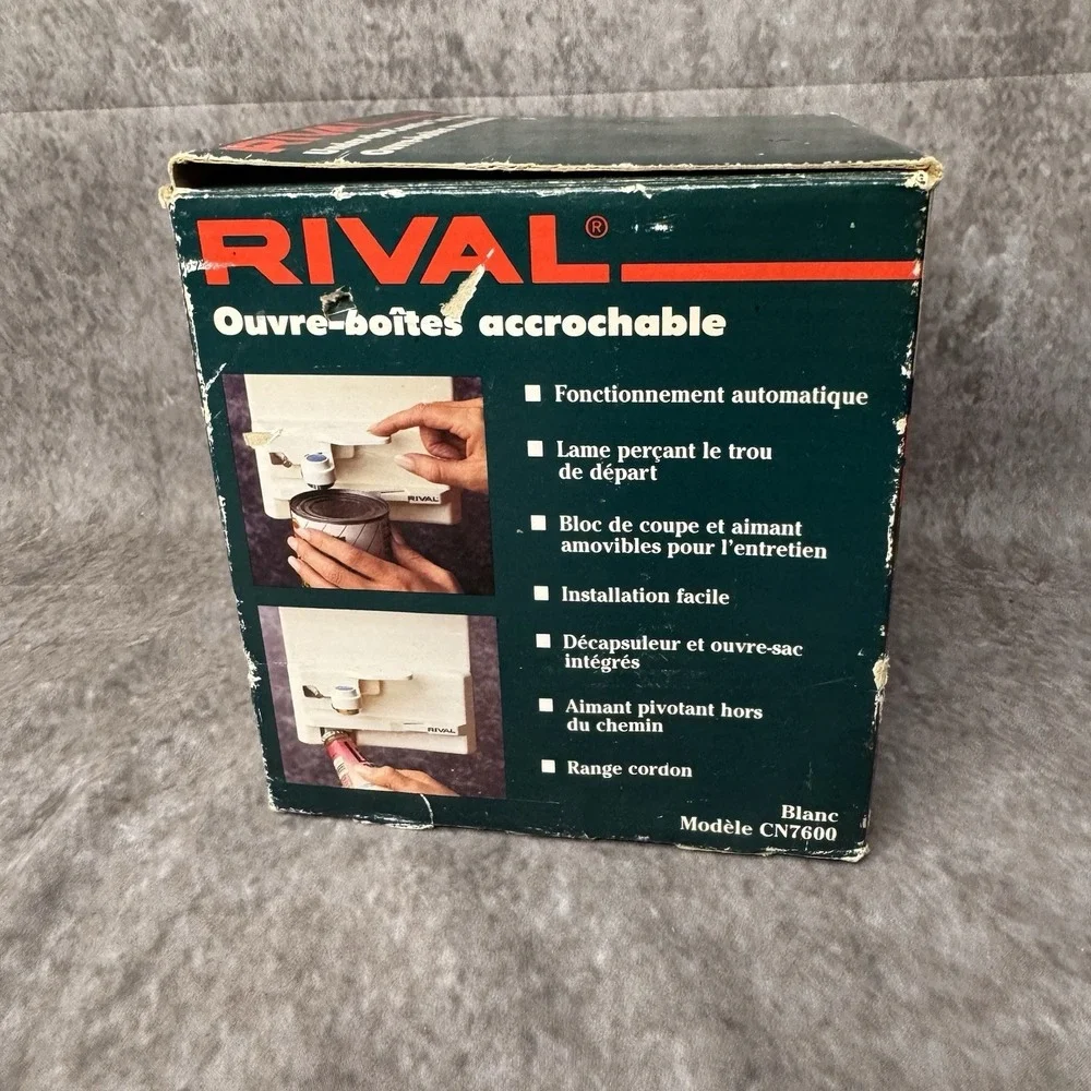 New Rival Electric Can Opener Space Saver Under Counter White Model CN7600
